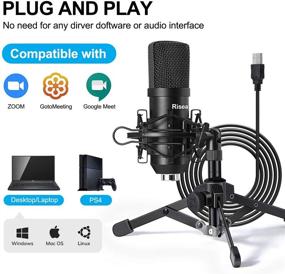 img 3 attached to 🎙️ Risea USB Gaming Microphone for Streaming & Recording, Condenser PC Mic with Tripod Stand & Pop Filter - Compatible with iMac PC Laptop Desktop Windows Computer, Ideal for Podcasting and Vocal Recording