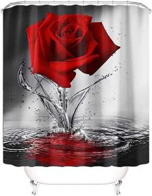 img 2 attached to 🌹 XVWJ Red Rose Shower Curtain Sets: Complete Bathroom Ensemble with Non-Slip Rugs and Decorative Accessories