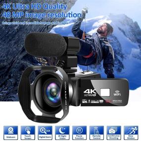 img 3 attached to 🎥 4K WiFi Camcorder Digital Camera Video Camera Vlogging Camcorders with Microphone, 30FPS 3" HD Touch Screen for YouTube, IR Night Vision & Remote Control included