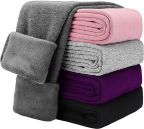 img 4 attached to 🤎 KEREDA Girls Winter Warm Pants: Soft Fleece Lined Leggings for Girls, Black, 1-7 Years - Cozy Girls' Clothing Essential!