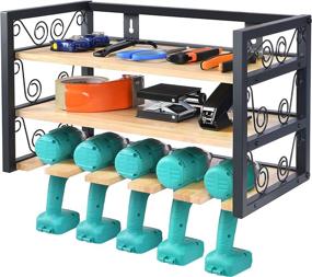 img 4 attached to 🛠️ Power Tool Organizer Wall Mount for Warehouse, Workshop, Garage - Large Capacity Drill Holder & Cordless Tool Storage Rack