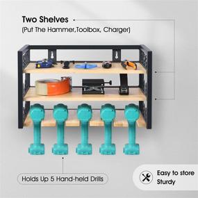 img 1 attached to 🛠️ Power Tool Organizer Wall Mount for Warehouse, Workshop, Garage - Large Capacity Drill Holder & Cordless Tool Storage Rack