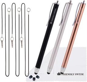 img 4 attached to 🖊️ The Friendly Swede High Precision Stylus Pens for Touch Screens - 3pcs 5.5" with Replaceable Thin-Tip - Universal Capacitive Styli - Gold/Silver/Black