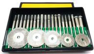 🔪 enhance your precision cutting with drilax diamond-coated burs cut-off disc set - 25 piece kit for lapidary - cone, cylindrical, and round bits - 1/8" shaft logo