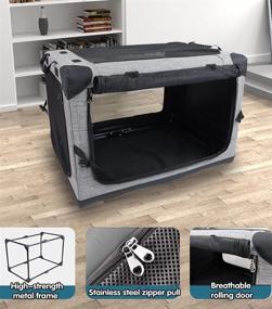 img 1 attached to 🐶 Convenient and Durable Totoro Ball 4 Door Folding Dog Crate Kennel for Travel and Indoor/Outdoor Use