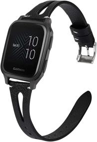 img 4 attached to 🕰️ YOUkei Slim Vintage Leather Strap: Stylish Replacement Wristband for Garmin Venu Sq Smartwatch (Black)