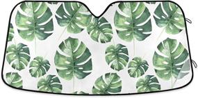 img 4 attached to 🌴 Foldable Car Window Shade - Watercolor Palm Leaves Design, Blocks UV Rays, Sun Visor Protector and Sunshade for Windshield