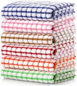 img 4 attached to LAZI Kitchen Dish Towels: Bulk Cotton Kitchen Towels, 16x25 Inches, 6 Pack Dish Cloths for Drying Dishes, Clothes, and More!