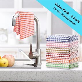 img 2 attached to LAZI Kitchen Dish Towels: Bulk Cotton Kitchen Towels, 16x25 Inches, 6 Pack Dish Cloths for Drying Dishes, Clothes, and More!