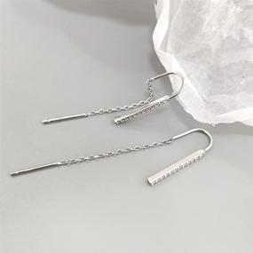 img 1 attached to 💎 SLUYNZ Sterling Earrings Threader Earring: Stylish Jewelry for Girls and Women