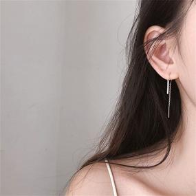 img 3 attached to 💎 SLUYNZ Sterling Earrings Threader Earring: Stylish Jewelry for Girls and Women