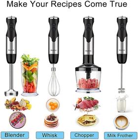 img 1 attached to Keylitos 5-in-1 Immersion Hand Blender | Powerful 800W 12-Speed Stick Blender with Stainless Steel Blades | Chopper, Beaker, Whisk & Milk Frother | Ideal for Smoothie, Baby Food, Sauces | Red, Puree, Soup