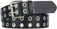 vintage double buckle leather grommet women's belts and accessories logo