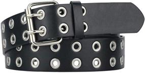 img 4 attached to Vintage Double Buckle Leather Grommet Women's Belts and Accessories