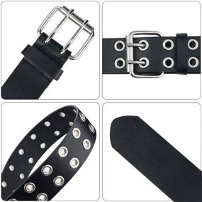 img 1 attached to Vintage Double Buckle Leather Grommet Women's Belts and Accessories