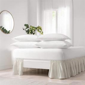 img 2 attached to 🛏️ EASY FIT Solid Elastic Wrap Around Bed Skirt: Quick and Hassle-Free Dust Ruffle for Queen/King Beds (18-Inch Drop) - Ivory