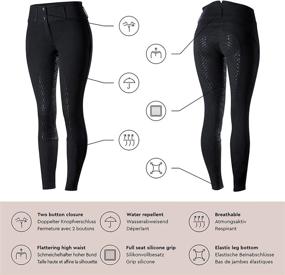 img 3 attached to 👖 HORZE Daniela Silicone Full Seat Breeches | High Waist Equestrian Riding Pants