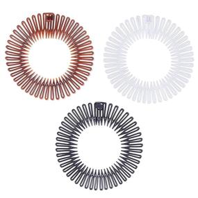 img 2 attached to Women's Hair Accessories: 12 Pack of 90s Zig Zag Circle Headbands with Teeth in 3 Colors