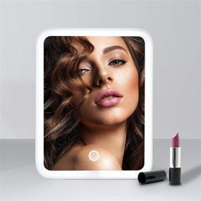 img 1 attached to 💡 Fancii Aura Go Portable LED Makeup Mirror: 3 Light Settings, Large Mirror & Detachable 10x Magnifying, Cordless & Travel-Friendly