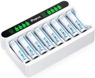 🔋 8 пакетов powxs 1.2v перезаряжаемых батарей aaa с жк-зарядным устройством для батарей aa aaa nimh nicd (зарядное устройство на 8 слотов и перезаряжаемые батареи aaa) логотип