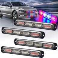 led emergency strobe light xtauto 24-led red blue red ultra-thin surface mount flashing warning beacon hazard construction caution light bar for off road firefighter vehicles trucks suv atv 4-pack logo