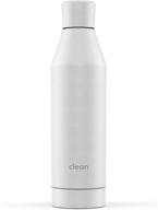 the clean hydration co, canteen 17, vacuum insulated stainless steel water bottle with removable bottom cap - easy to clean, white logo