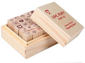 img 2 attached to Yansanido 25pcs Mini Cute DIY Diary Wooden Rubber Stamp Set in Red with Wooden Box: Enhance Your Creative Expression!