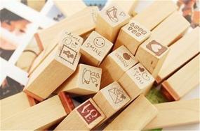 img 3 attached to Yansanido 25pcs Mini Cute DIY Diary Wooden Rubber Stamp Set in Red with Wooden Box: Enhance Your Creative Expression!