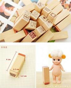 img 1 attached to Yansanido 25pcs Mini Cute DIY Diary Wooden Rubber Stamp Set in Red with Wooden Box: Enhance Your Creative Expression!