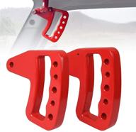 enhance your jeep wrangler with icars new style red front aluminum 🚙 grab handles: perfect accessories for 2007-2018 jk jku rubicon sahara sport unlimited (pair) logo