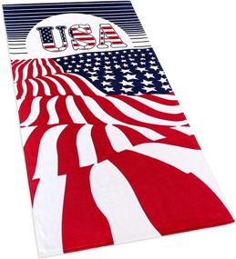 img 2 attached to Premium American Flag Beach Towel - 30 x 60 inch (76 x 152 cm) | USA Patriot Design | High-Quality 100% Cotton Velour Terry