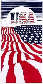img 1 attached to Premium American Flag Beach Towel - 30 x 60 inch (76 x 152 cm) | USA Patriot Design | High-Quality 100% Cotton Velour Terry