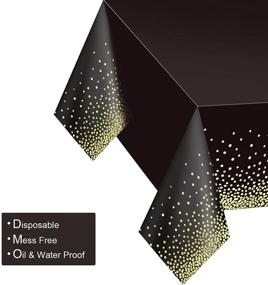 img 1 attached to 🎉 Pack of 4 Black and Gold Plastic Disposable Tablecloths for Rectangle Tables - Dot Confetti Party Table Covers Ideal for Birthday, Thanksgiving, Christmas, Wedding, Anniversary - 54" x 108" dimensions