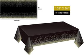 img 3 attached to 🎉 Pack of 4 Black and Gold Plastic Disposable Tablecloths for Rectangle Tables - Dot Confetti Party Table Covers Ideal for Birthday, Thanksgiving, Christmas, Wedding, Anniversary - 54" x 108" dimensions