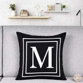 img 3 attached to Yastouay Pillow Covers - English Alphabet M Throw Pillow Cover - Black Throw Pillow Case - Modern Cushion Cover for Sofa Bedroom Chair Couch Car - Black, 18 x 18 Inch