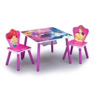 🎨 delta children kids table and chair set with storage (2 chairs included) - versatile for arts & crafts, snack time, homeschooling, homework & more, disney princess logo