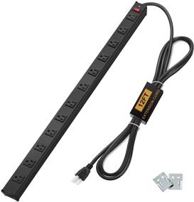 img 4 attached to Bestten Metal Power Strip with 12 Wide-Spaced Outlets, 12ft Long Extension Cord, 450 Joules, 15A/125V/1875W, On/Off Circuit Breaker, ETL Listed - Black