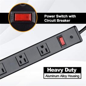 img 1 attached to Bestten Metal Power Strip with 12 Wide-Spaced Outlets, 12ft Long Extension Cord, 450 Joules, 15A/125V/1875W, On/Off Circuit Breaker, ETL Listed - Black