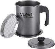 visthtoh bacon grease container: convenient 1.7l/7 cup iron cooking oil storage pot with strainer and stainless-steel filter logo