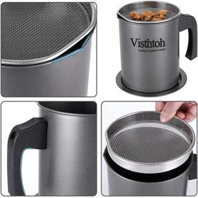 img 1 attached to Visthtoh Bacon Grease Container: Convenient 1.7L/7 cup Iron Cooking Oil Storage Pot with Strainer and Stainless-steel Filter