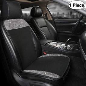 img 4 attached to 🖤 Black Panther Breathable Mesh Front Car Seat Cover Protector with Crystal Rhinestones - Bling Bling Design for Women and Girls, Universal Fit for 95% of Cars, Black