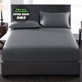 img 2 attached to 🛌 COSMOPLUS Gray Twin Fitted Sheet – Wrinkle-Free, Snug Fit & Micro-Knit for Standard/Air Bed Mattress 8"-10" – No Flat Sheet or Pillow Shams