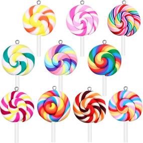 img 1 attached to 🍭 70PCS Colorful Polymer Clay Sweet Candy Lollipop Pendants for Girls - DIY Jewelry Making Kit with Necklace and Bracelet Options (Multicolor)