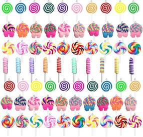 img 4 attached to 🍭 70PCS Colorful Polymer Clay Sweet Candy Lollipop Pendants for Girls - DIY Jewelry Making Kit with Necklace and Bracelet Options (Multicolor)