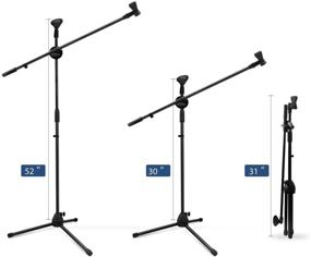 img 2 attached to Premium Dual Mic Stand Bundle - Ohuhu Tripod Boom Microphone Stands (2 Pack), Collapsible, Black