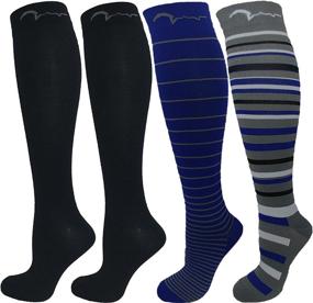 img 4 attached to Classic Design 15-20mmHg Graduated Compression Socks 🧦 for Men and Women - Set of 4 Pairs