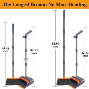 img 3 attached to Kelamayi 2021 Upgraded Broom and Dustpan Set, Large Size and Stiff Broom Dustpan with 55.9-inch Long Handle, Upright Dustpan Broom Set Ideal for Indoor Outdoor Garage Kitchen Room Office Lobby Use