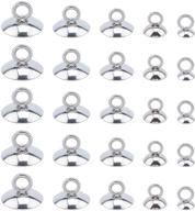 📿 unicraftale 100pcs bead cap pendant bails - 5 sizes (5-7mm) - 304 stainless steel round bails - clasp dangle charm bead pendant connector findings for jewelry making, pendant necklaces logo