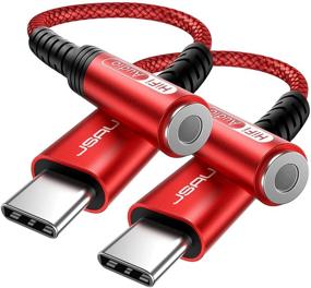 img 4 attached to 🔌 2-Pack USB Type C to 3.5mm Female Headphone Jack Adapter - JSAUX Aux Audio Dongle Cord for Pixel 4 3 2 XL, Samsung Galaxy S21 S20 Ultra S20+, Note 10 Plus, iPad Pro (Red)