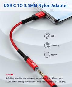 img 3 attached to 🔌 2-Pack USB Type C to 3.5mm Female Headphone Jack Adapter - JSAUX Aux Audio Dongle Cord for Pixel 4 3 2 XL, Samsung Galaxy S21 S20 Ultra S20+, Note 10 Plus, iPad Pro (Red)